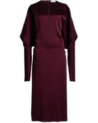 Stella McCartney - Cape-Sleeve Cut-Out Satin Midi Dress - Lyst