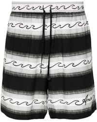 Amiri - Wave Baja Striped Drawstring Shorts - Lyst