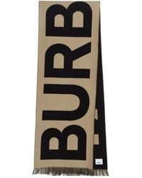Burberry - Logo Jacquard Fringed Edge Scarf - Lyst