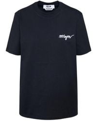 MSGM - Logo Detailed Crewneck T-Shirt - Lyst