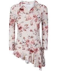 Acne Studios - Floral Printed Asymmetric Blouse - Lyst