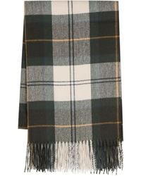Barbour - Check-Pattern Fringed Scarf - Lyst