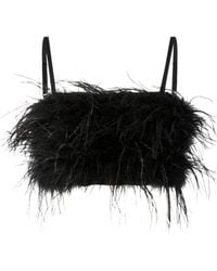 Pinko - Feather Detailed Cropped Top - Lyst