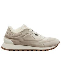 Brunello Cucinelli - Shearling-Lined Suede Low-Top Sneakers - Lyst