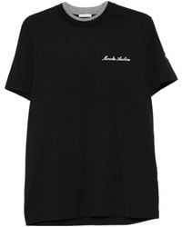 Moncler - Logo Embroidered Crewneck T-Shirt - Lyst