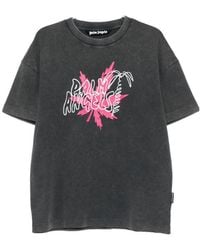 Palm Angels - Logo-Print Faded-Effect T-Shirt - Lyst
