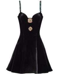 Balmain - Embellished Strappy Velvet Dress - Lyst