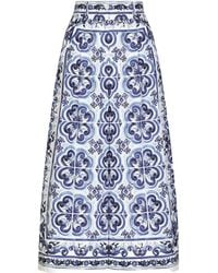 Dolce & Gabbana - Majolica-Print Cropped Culottes - Lyst