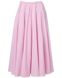 Patou - Pleated Striped Cotton Poplin Midi Skirt - Lyst