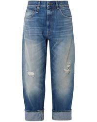 R13 - Cuffed X-Boyfriend Distressed Mid-Rise Wide-Leg Jeans - Lyst