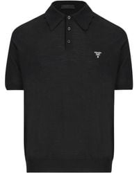 Prada - Button-Up Short-Sleeve Polo Shirt - Lyst