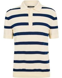 Balmain - Striped Short-Sleeve Polo Shirt - Lyst