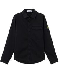Stone Island - Logo Patch Zipped Shirt Jacket - Lyst