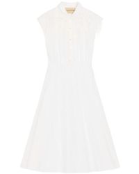 Valentino - Embroidered Poplin Midi Dress - Lyst