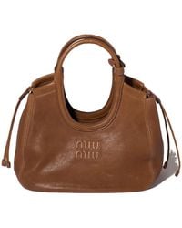 Miu Miu - Embossed-Logo Leather Tote Bag - Lyst