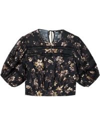 AllSaints - Peony Floral Puff-Sleeve Top - Lyst