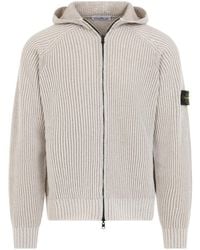 Stone Island - Logo Patch Hooded Cardigan - Lyst