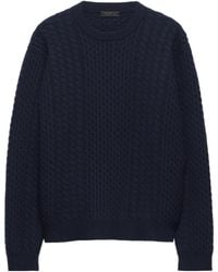Prada - Cable-Knit Wool Sweater - Lyst