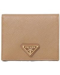 Prada - Logo Plaque Small Wallet - Lyst