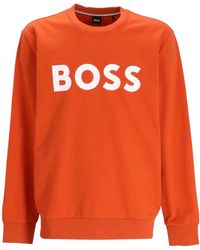 BOSS - Logo-Print Organic Cotton Sweatshirt - Lyst