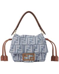 Fendi - Denim-Effect Ff Jacquard Bag - Lyst