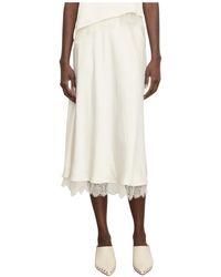 Vince - Floral Lace Trim Midi Skirt - Lyst