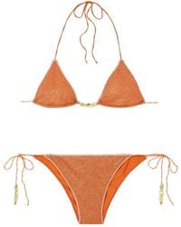 Oséree - Glazed Lumière Embellished Metallic Triangle Bikini - Lyst