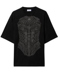 Off-White c/o Virgil Abloh - Logo Embroidered Crewneck T-Shirt - Lyst