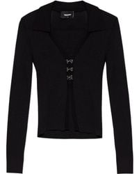 DSquared² - Ribbed-Knit Long Sleeved Cardigan - Lyst