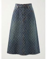 Gucci - Gg Cotton Denim Jacquard Skirt - Lyst