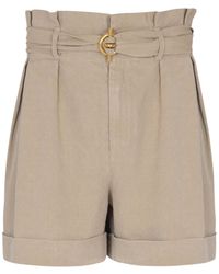 Balmain - Pleated Belted Shorts - Lyst