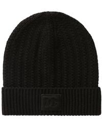 Dolce & Gabbana - Logo Patch Ribbed Beanie - Lyst