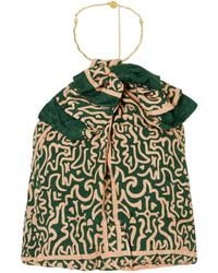 Johanna Ortiz - Bow-Detailed Embellished Satin-Jacquard Top - Lyst