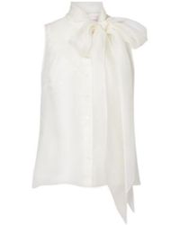 Carolina Herrera - Tie-Neck Silk Top - Lyst