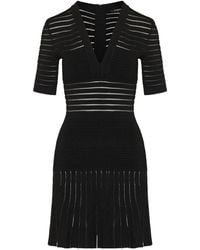 Balmain - Sheer-Panel V-Neck Mini Dress - Lyst