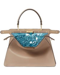 Fendi - Peekaboo Iseeu Medium Dove Leather Bag With Aquamarine Sequins - Lyst