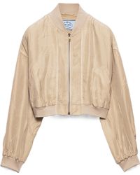Prada - Cropped Old-Silk Bomber Jacket - Lyst