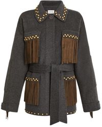 P.A.R.O.S.H. - Stud-Embellished Fringed Jacket - Lyst