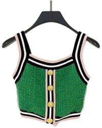 Balmain - Bouclé Cropped Tank Top - Lyst