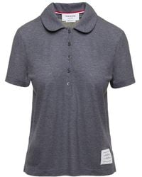 Thom Browne - Logo Tag Cotton Polo Shirt - Lyst