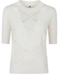 Ermanno Scervino - Lace Panelled Crewneck Knitted T-Shirt - Lyst