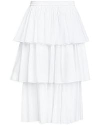 Alaïa - Cotton Tiered Midi Skirt - Lyst