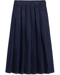 Weekend by Maxmara - Denim Pleated Midi Skirt - Lyst
