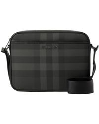 Burberry - Logo Plaque Checked Messenger Bag - Lyst