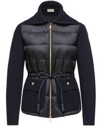 Moncler - Wool Cashmere Blend Padded Zip-Up Cardigan - Lyst