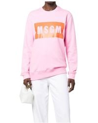 MSGM - Logo-Print Cotton Sweatshirt - Lyst