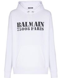 Balmain - Logo Stamp Printed Hoodie - Lyst