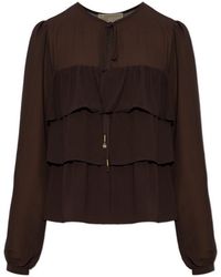 MICHAEL Michael Kors - Ruffled Tie-Neck Blouse - Lyst
