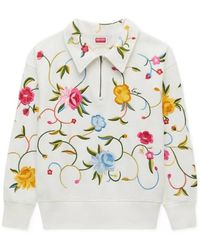 KENZO - Wildflower' Embroidered Half Zip Sweatshirt - Lyst