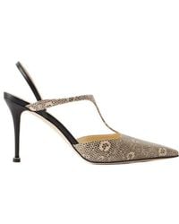 Manolo Blahnik - Lizard-Effect Leather Slingback Pumps - Lyst